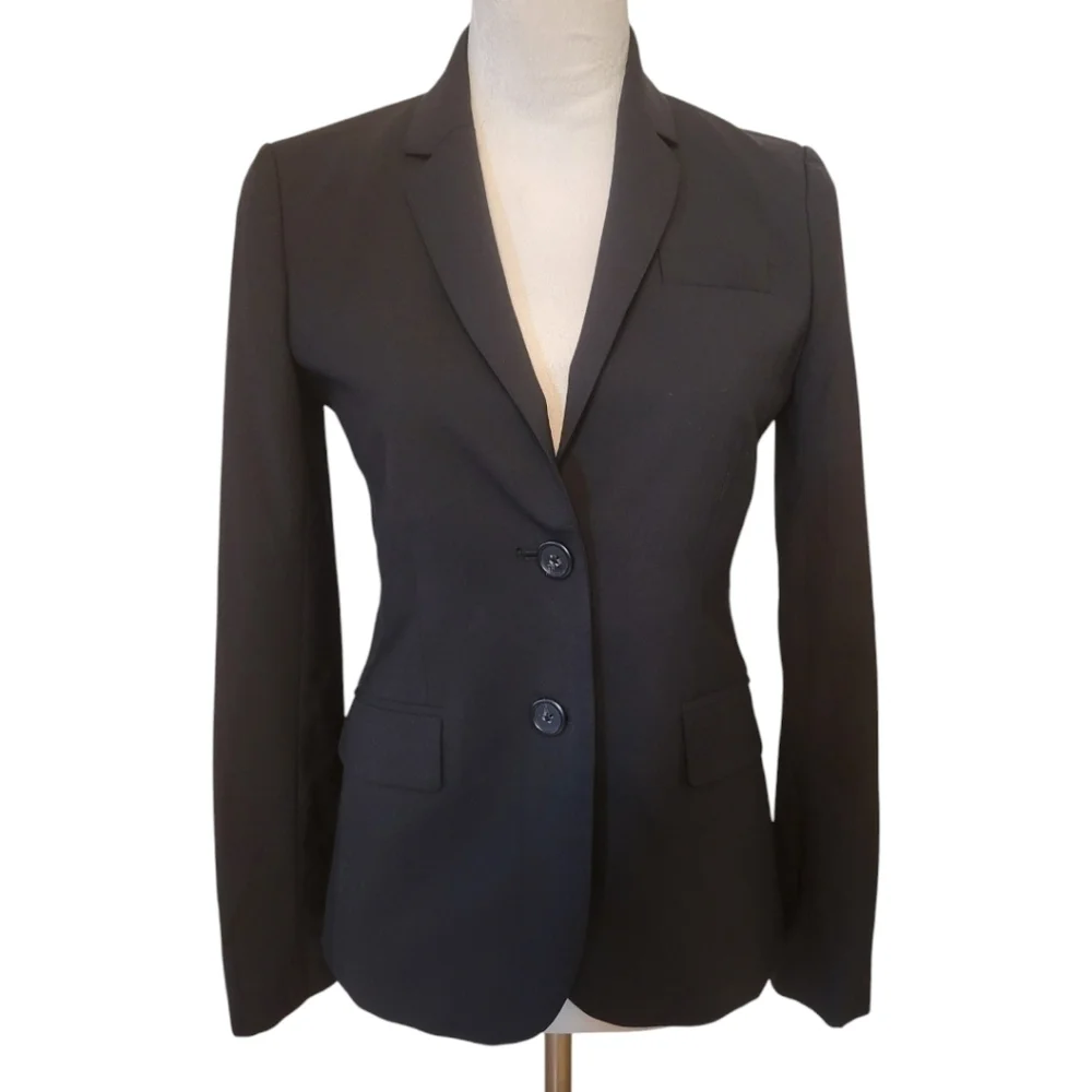 J. Crew 1035‎ Black Wool Tollegno Blazer Jacket Size 2